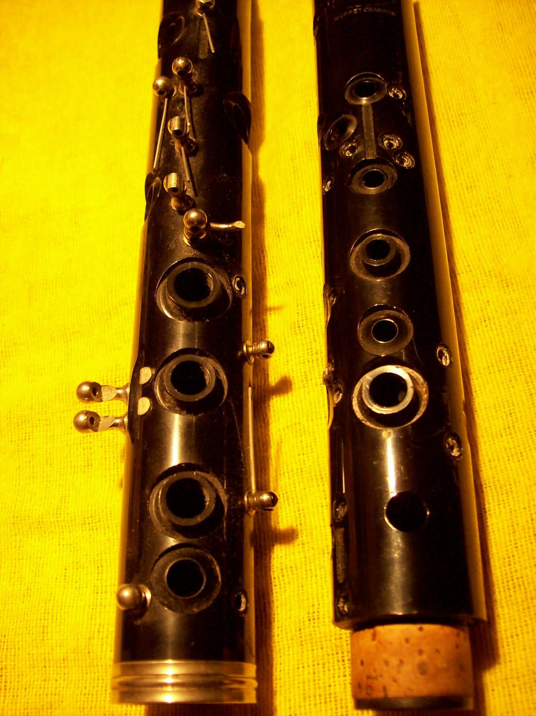 A clarinet stripped of its keywork 